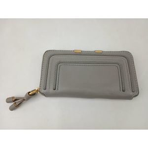CHLOÉ Chloe Marcie Long Zip Around Leather Wallet Motty Grey